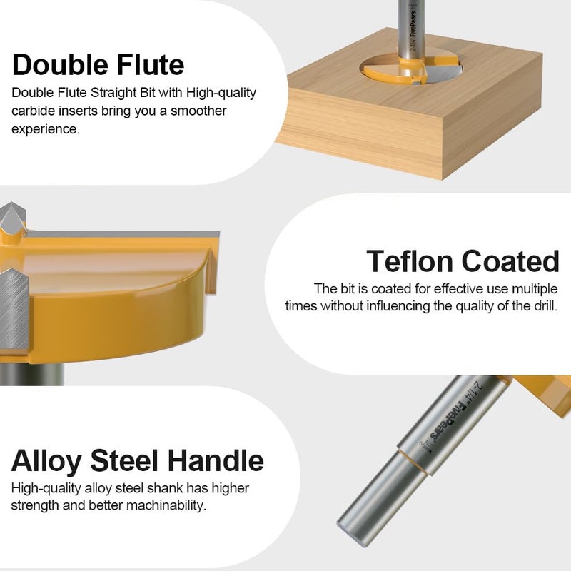 FIVEPEARS Forstner Drill Bit 1/2 inch Shank, 2-1/4 inch Cutting Diameter, Carbide Tipped Wood Hole Saw Auger Opener, Hole Opener Hinge Hole Cutter for Woodworking, Plastic, Plywood Products - Image 5